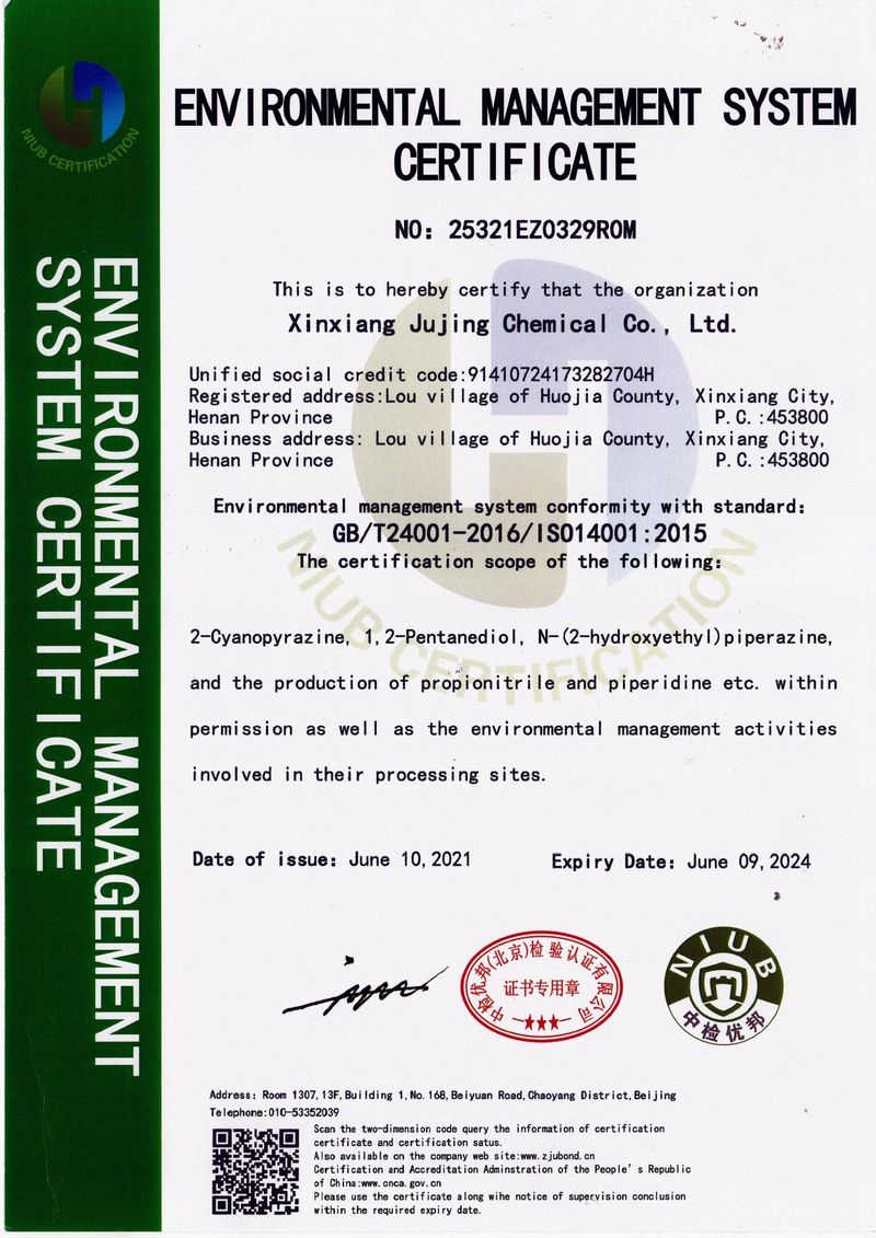 Environmental System Certificate - English version